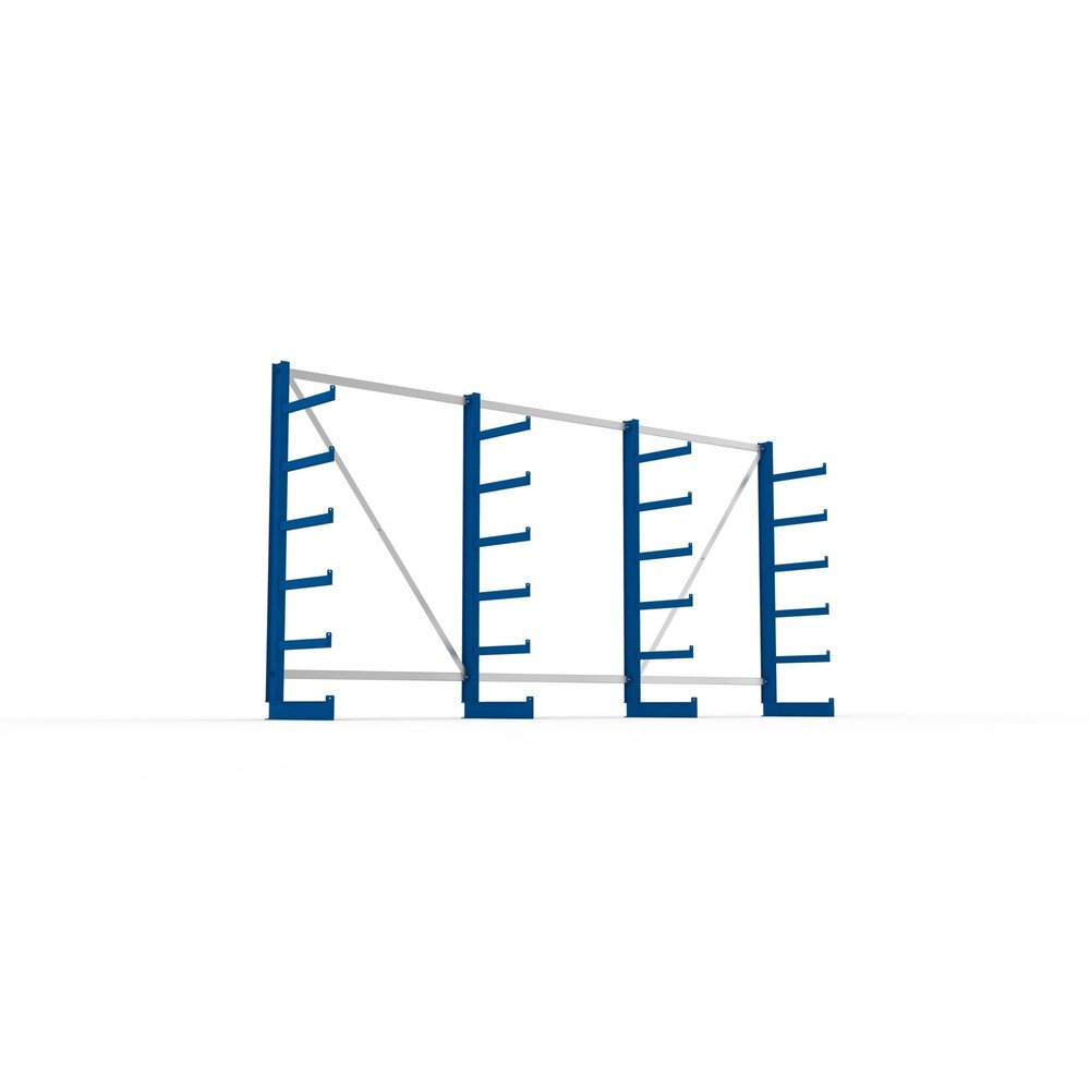 Immagine del prodotto n. 3: Pacchetto completo per scaffalatura cantilever META, a fronte singolo, portata per braccio 200 kg, AxLxP 2.000 x 4.105 x 630 mm, 4 montanti