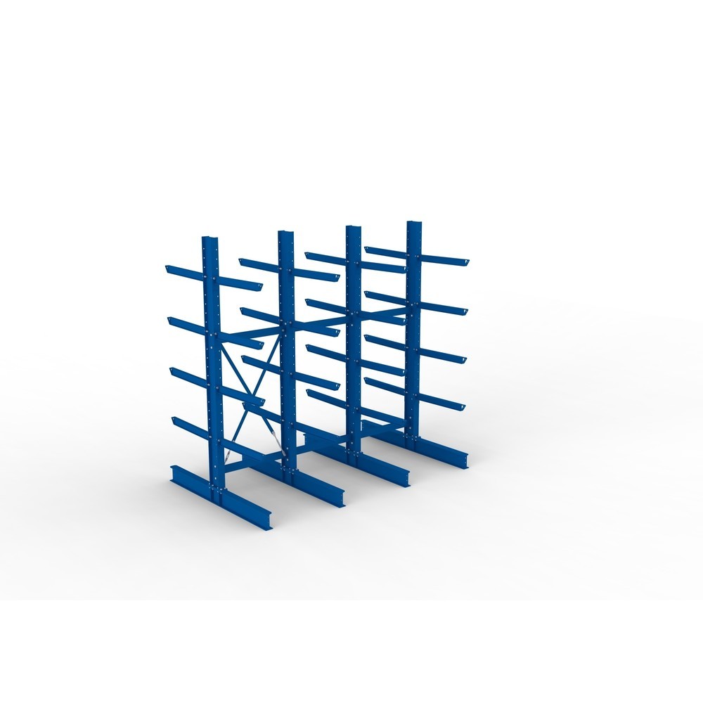 Immagine del prodotto n. 2: Pacchetto completo per scaffalatura cantilever per carichi pesanti META, a doppio fronte, portata per braccio 630 kg, AxLxP 3.000 x 3.090 x 2.000 mm, 4 montanti