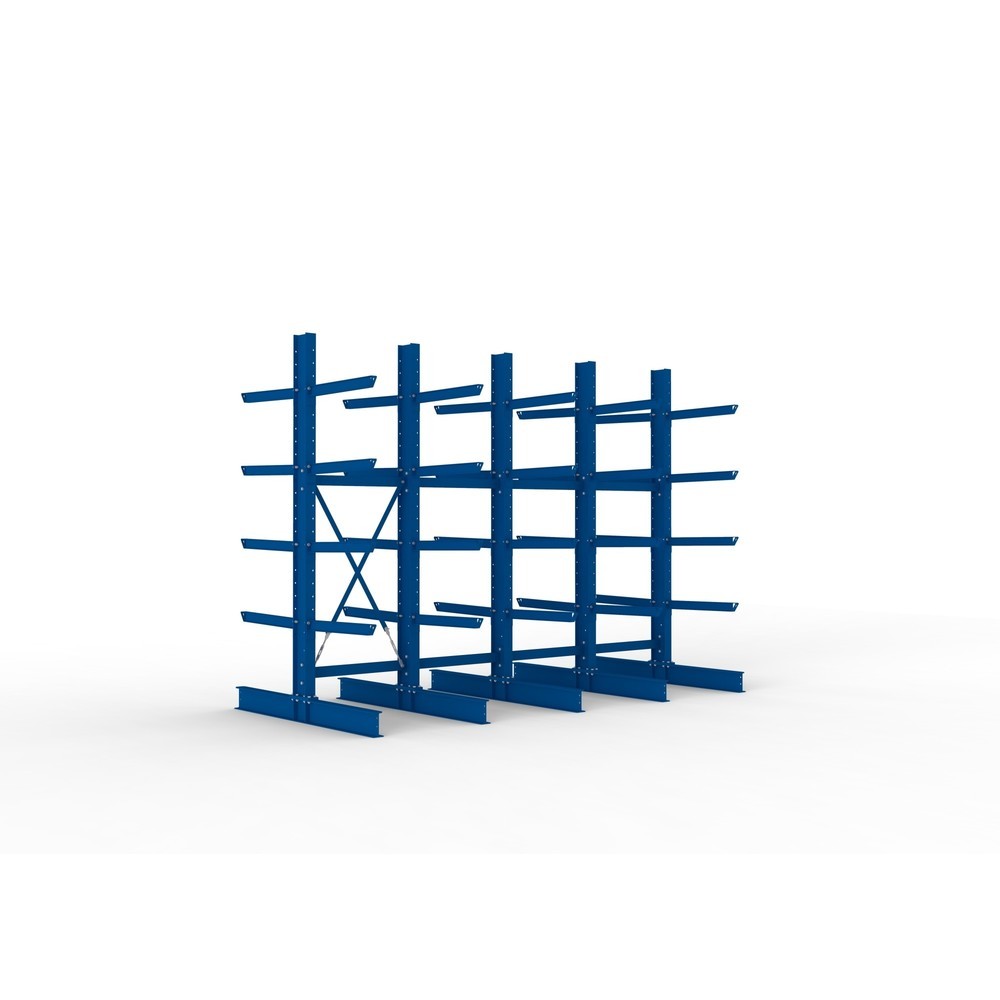 Immagine del prodotto: Pacchetto completo per scaffalatura cantilever per carichi pesanti META, a doppio fronte, portata per braccio 630 kg, AxLxP 3.000 x 4.090 x 2.000 mm, 5 montanti