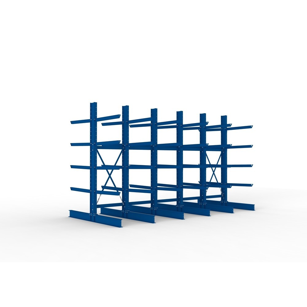 Immagine del prodotto: Pacchetto completo per scaffalatura cantilever per carichi pesanti META, a doppio fronte, portata per braccio 505 kg, AxLxP 3.000 x 5.090 x 2.400 mm, 6 montanti