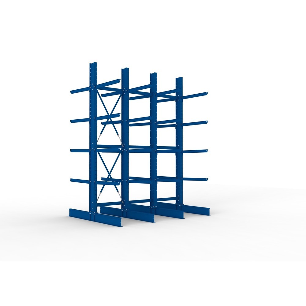 Immagine del prodotto: Pacchetto completo per scaffalatura cantilever per carichi pesanti META, a doppio fronte, portata per braccio 505 kg, AxLxP 4.000 x 3.100 x 2.420 mm, 4 montanti