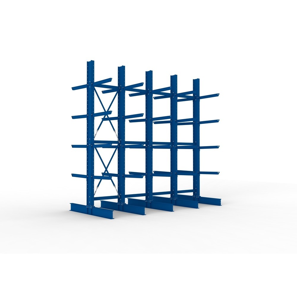 Immagine del prodotto n. 1: Pacchetto completo per scaffalatura cantilever per carichi pesanti META, a doppio fronte, portata per braccio 630 kg, AxLxP 4.000 x 4.100 x 2.020 mm, 5 montanti