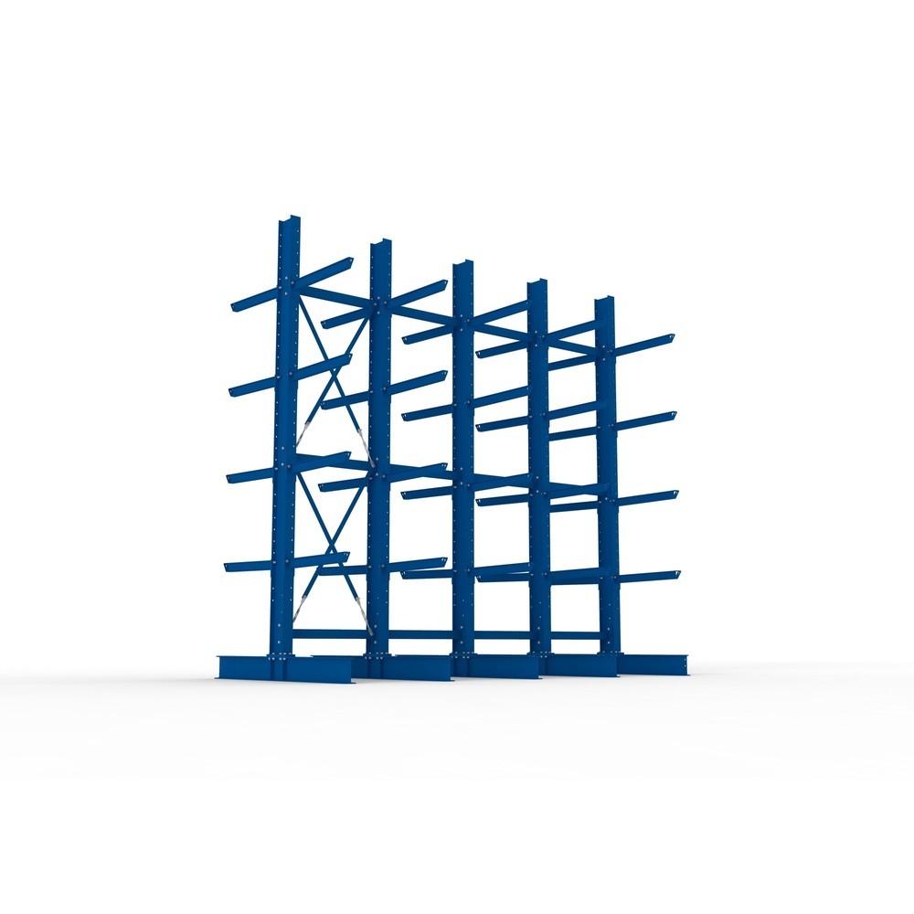 Immagine del prodotto n. 3: Pacchetto completo per scaffalatura cantilever per carichi pesanti META, a doppio fronte, portata per braccio 630 kg, AxLxP 4.000 x 4.100 x 2.020 mm, 5 montanti