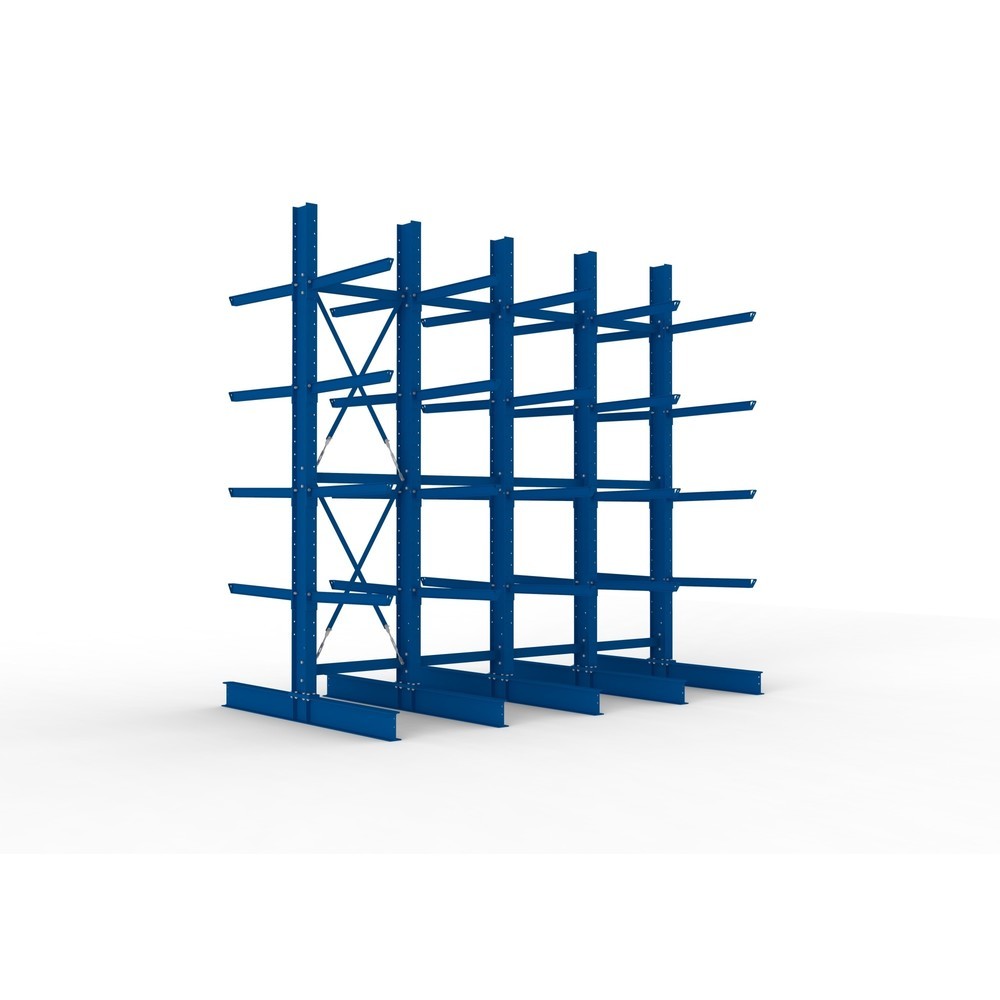 Immagine del prodotto n. 1: Pacchetto completo per scaffalatura cantilever per carichi pesanti META, a doppio fronte, portata per braccio 505 kg, AxLxP 4.000 x 4.100 x 2.420 mm, 5 montanti
