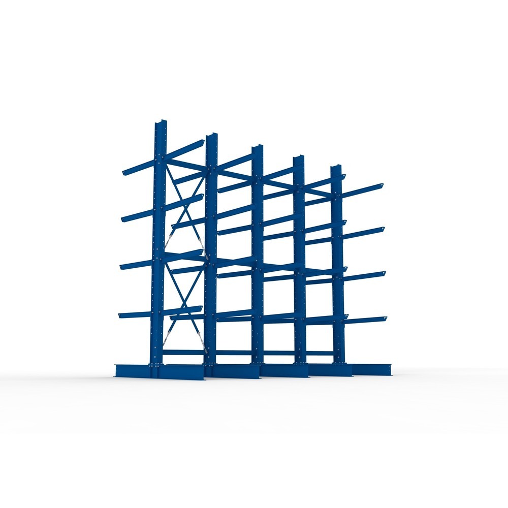 Immagine del prodotto n. 3: Pacchetto completo per scaffalatura cantilever per carichi pesanti META, a doppio fronte, portata per braccio 505 kg, AxLxP 4.000 x 4.100 x 2.420 mm, 5 montanti