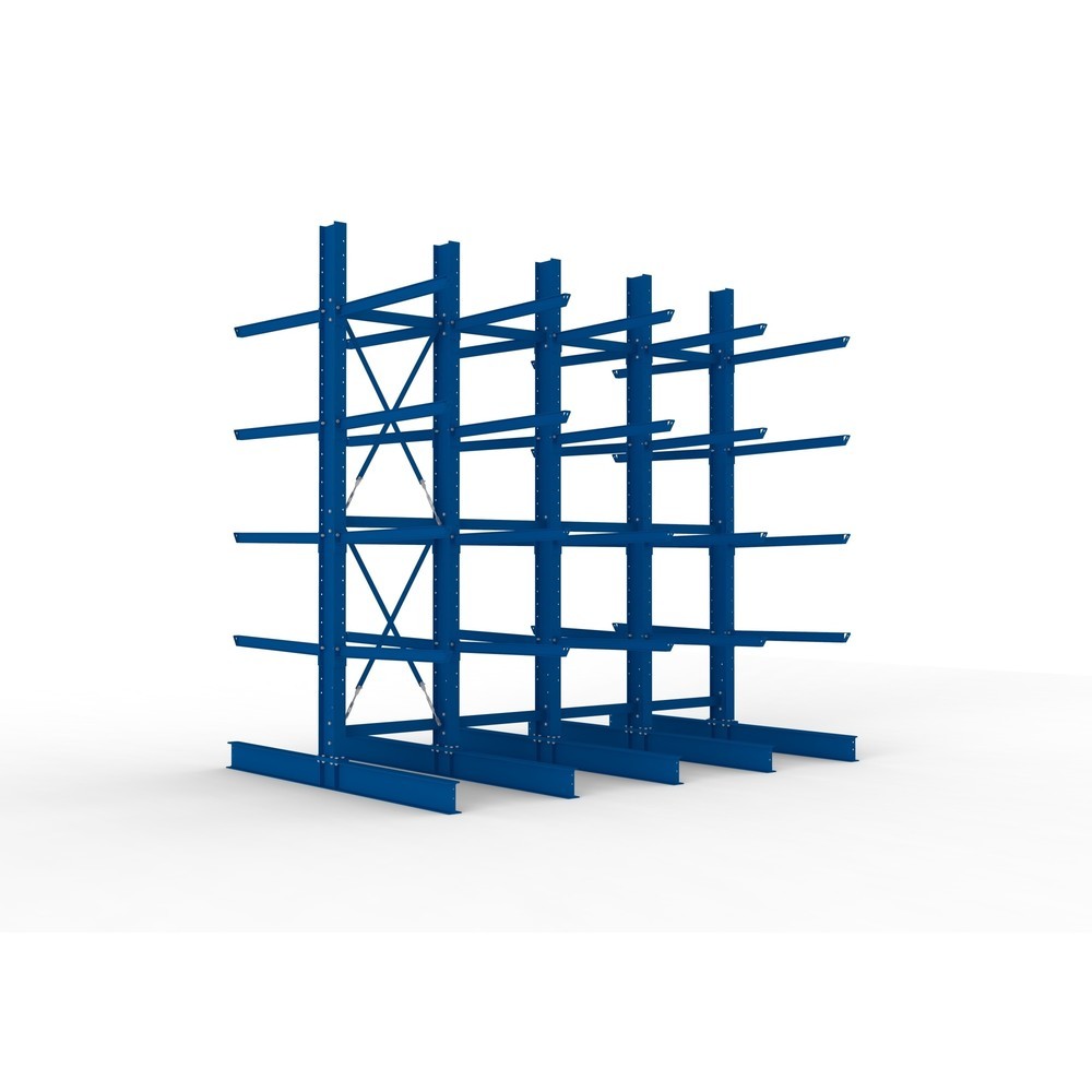 Immagine del prodotto: Pacchetto completo per scaffalatura cantilever per carichi pesanti META, a doppio fronte, portata per braccio 400 kg, AxLxP 4.000 x 4.100 x 2.920 mm, 5 montanti