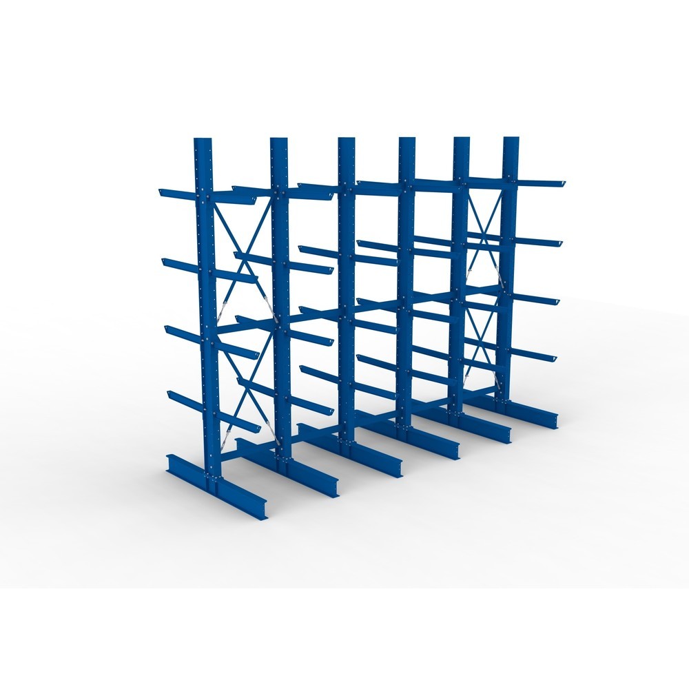 Immagine del prodotto n. 2: Pacchetto completo per scaffalatura cantilever per carichi pesanti META, a doppio fronte, portata per braccio 630 kg, AxLxP 4.000 x 5.100 x 2.020 mm, 6 montanti