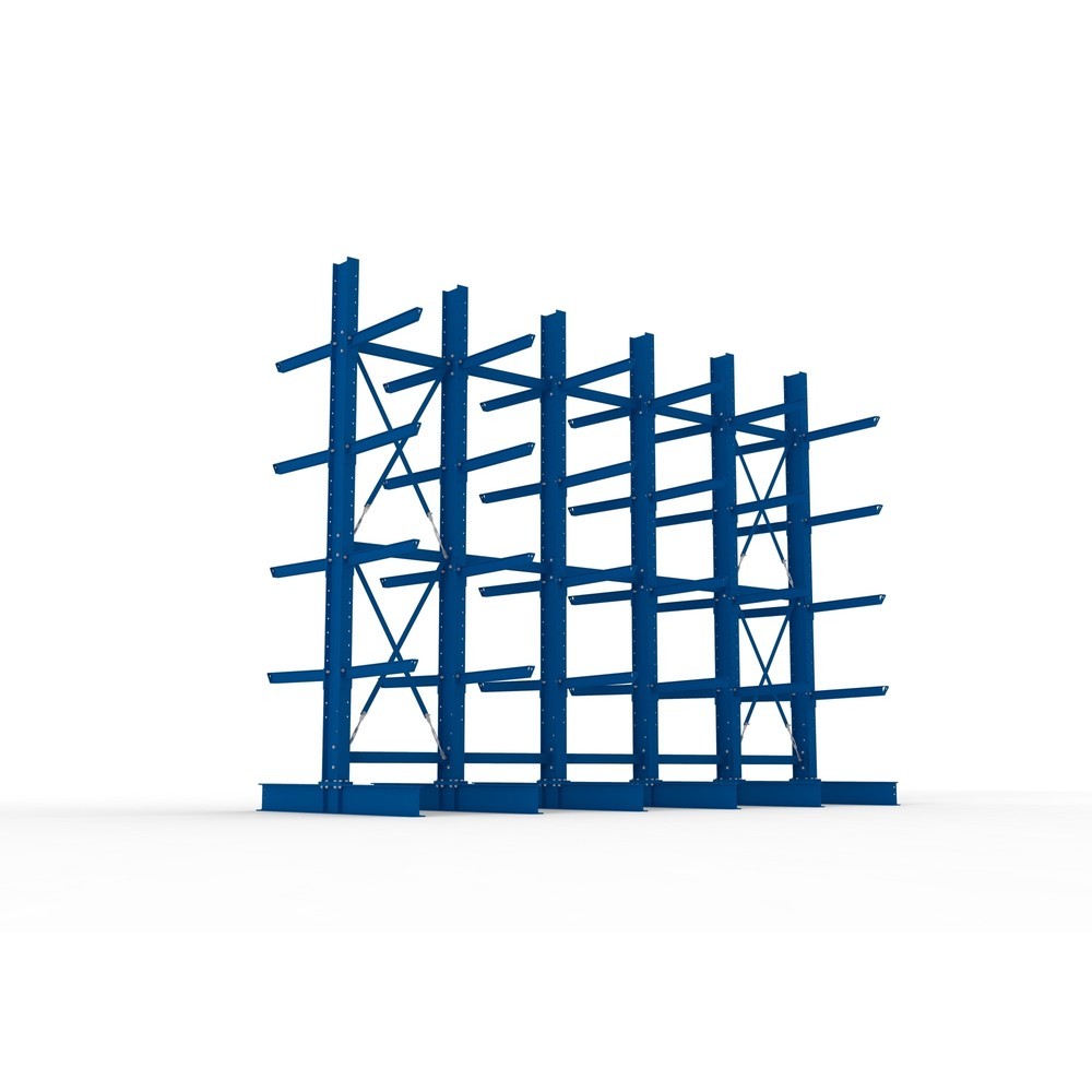 Immagine del prodotto n. 3: Pacchetto completo per scaffalatura cantilever per carichi pesanti META, a doppio fronte, portata per braccio 630 kg, AxLxP 4.000 x 5.100 x 2.020 mm, 6 montanti