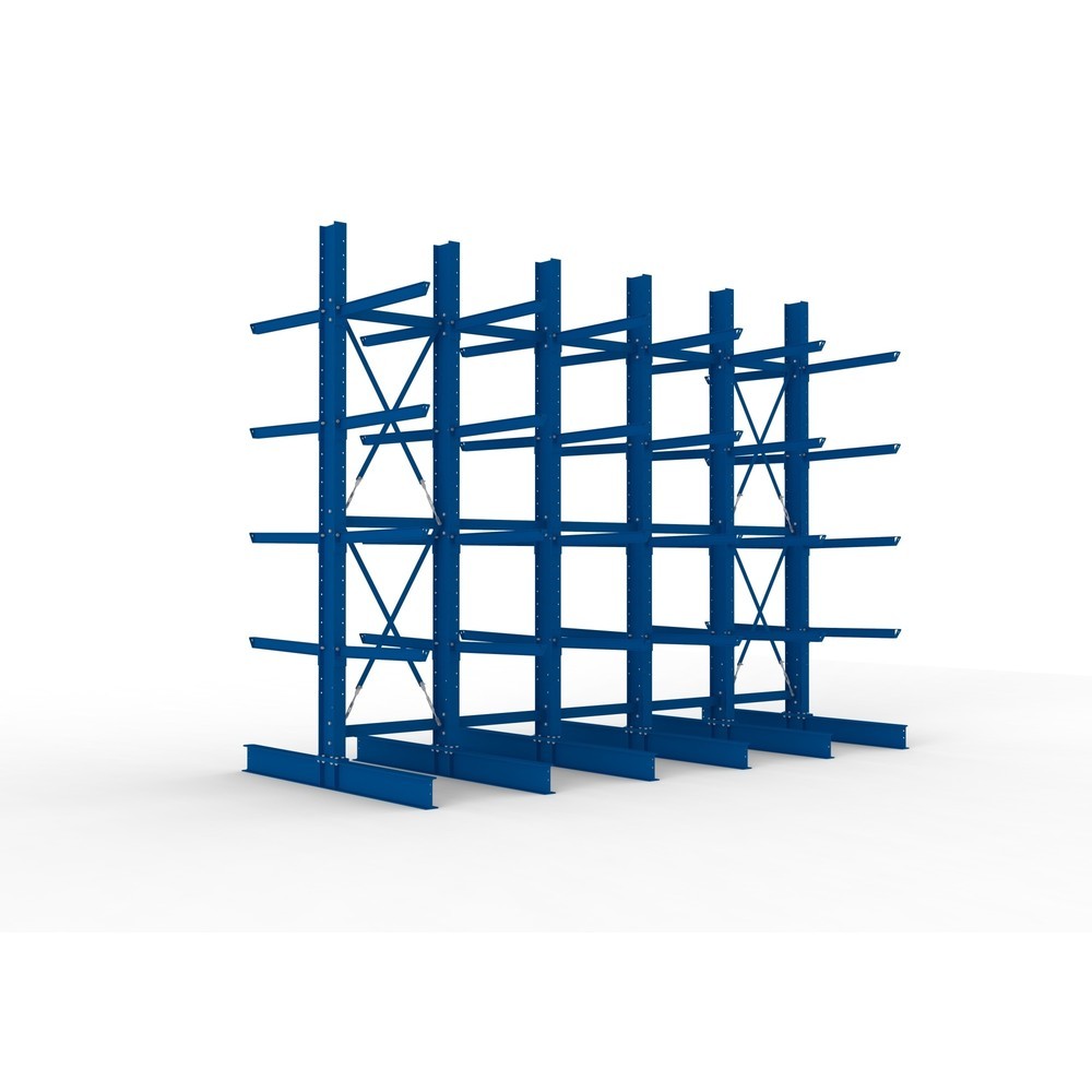Immagine del prodotto: Pacchetto completo per scaffalatura cantilever per carichi pesanti META, a doppio fronte, portata per braccio 505 kg, AxLxP 4.000 x 5.100 x 2.420 mm, 6 montanti