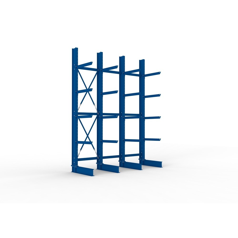 Immagine del prodotto n. 1: Pacchetto completo per scaffalatura cantilever per carichi pesanti META, a fronte singolo, portata per braccio 630 kg, AxLxP 4.000 x 3.100 x 1.155 mm, 4 montanti