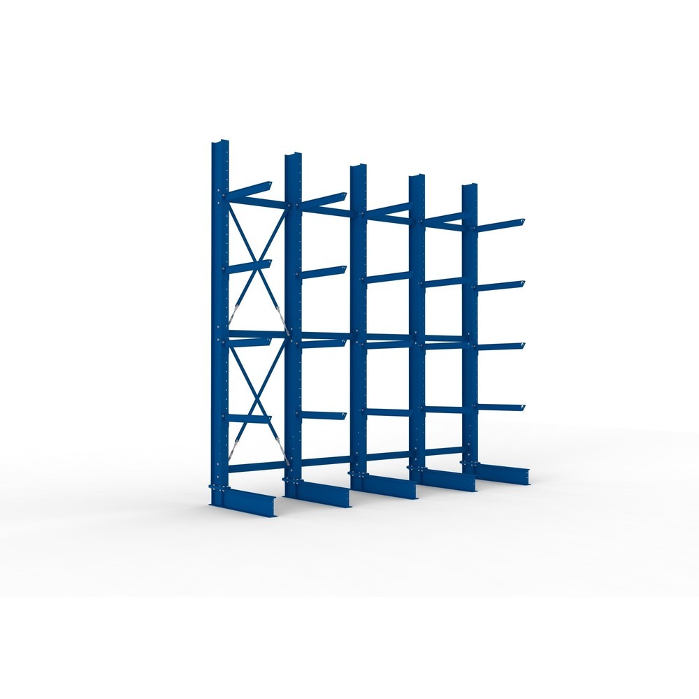Immagine del prodotto: Pacchetto completo per scaffalatura cantilever per carichi pesanti META, a fronte singolo, portata per braccio 630 kg, AxLxP 4.000 x 4.100 x 1.155 mm, 5 montanti