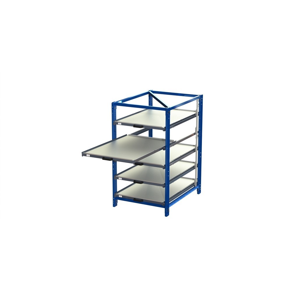 Immagine del prodotto n. 1: Scaffalatura compatta con 5 ripiani estraibili, portata per piano 150 kg, altezza 1.700 mm