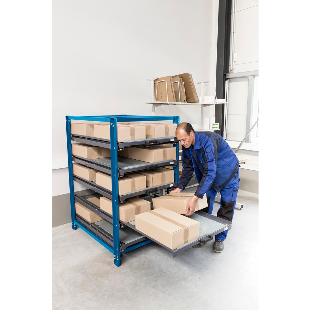 Immagine del prodotto n. 2: Scaffalatura compatta con 4 ripiani estraibili, portata per piano 150 kg, altezza 1.700 mm