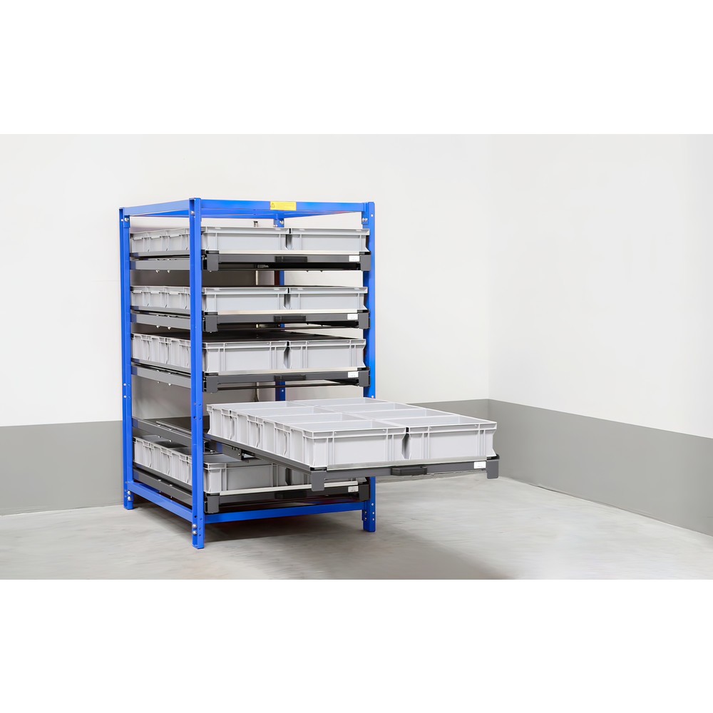 Immagine del prodotto n. 4: Scaffalatura compatta con 5 ripiani estraibili, portata per piano 150 kg, altezza 1.700 mm