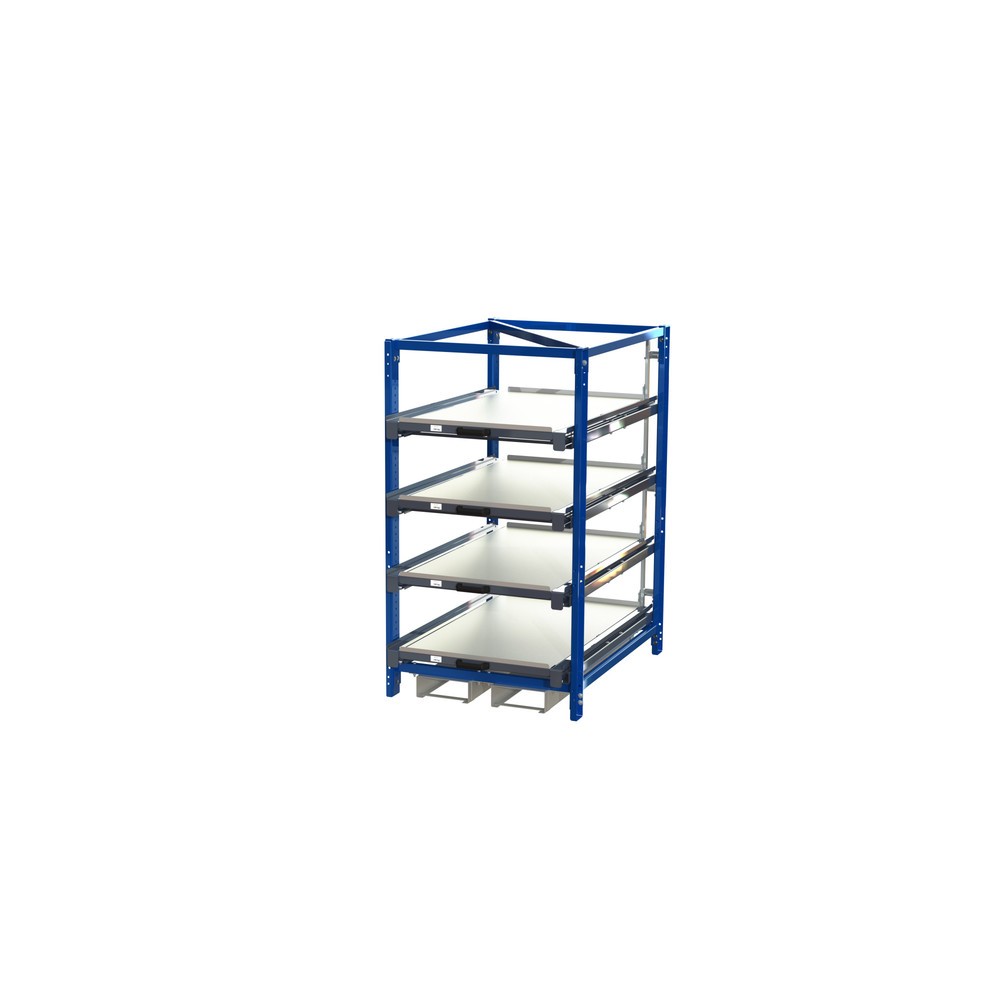 Immagine del prodotto: Scaffale con ripiani estraibili, con tasca di inforcamento, 4 ripiani estraibili