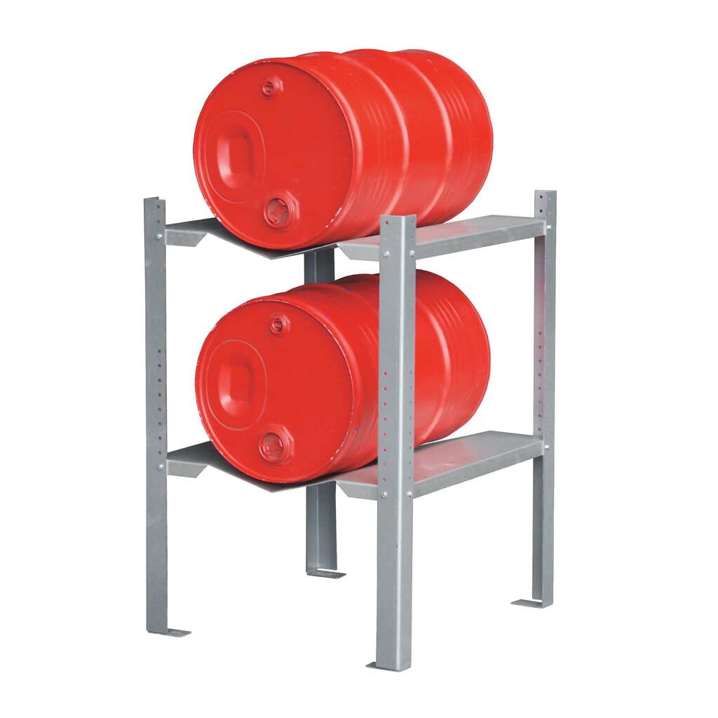 Scaffalatura per vasche di raccolta, 2 piani di appoggio per fusti da 60 l Immagine del prodotto: Scaffalatura per vasche di raccolta, 2 piani di appoggio per fusti da 60 l