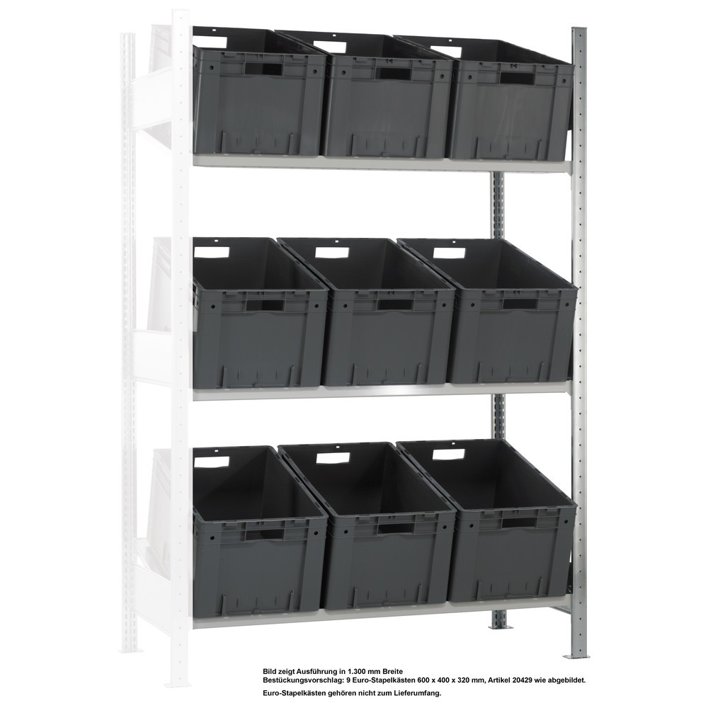 Immagine del prodotto: Scaffalatura inclinata SCHULTE, campata aggiuntiva MULTIplus 150, 2000 x 1300 x 600 mm