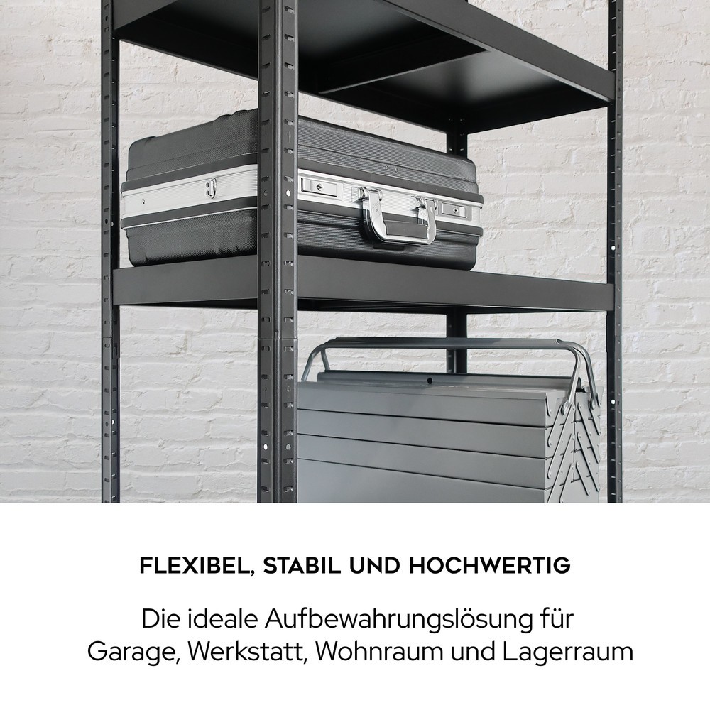 Immagine del prodotto n. 2: Scaffalatura metallica a incastro HEMMDAL, PP 130 kg, AxLxP 1.800 x 900 x 400 mm nero
