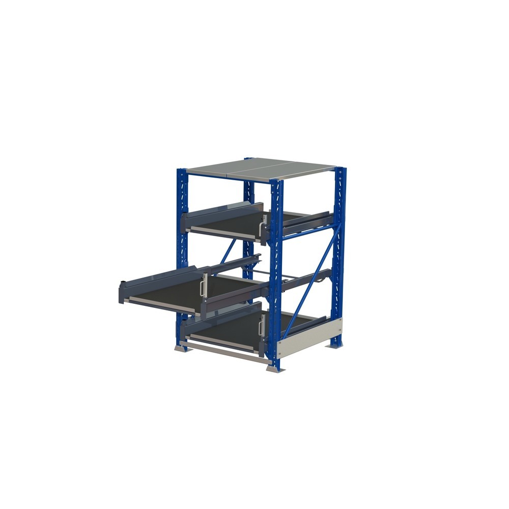 Immagine del prodotto: Scaffalatura per carichi pesanti con 3 ripiani estraibili, portata 600 kg, profondità di estrazione 70 %