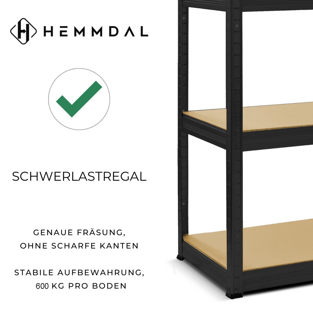 Immagine del prodotto n. 2: Scaffalatura per carichi pesanti HEMMDAL modello L, nero - 177 x 160 x 60 cm - fino a 2.400 kg