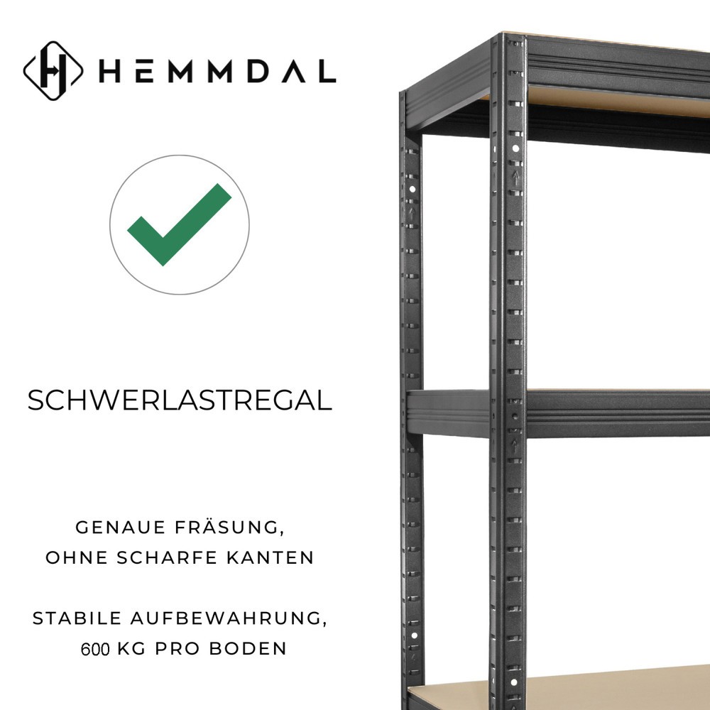 Immagine del prodotto n. 2: Scaffalatura per carichi pesanti HEMMDAL modello L, grigio grafite - 177 x 160 x 60 cm - fino a 2400 kg