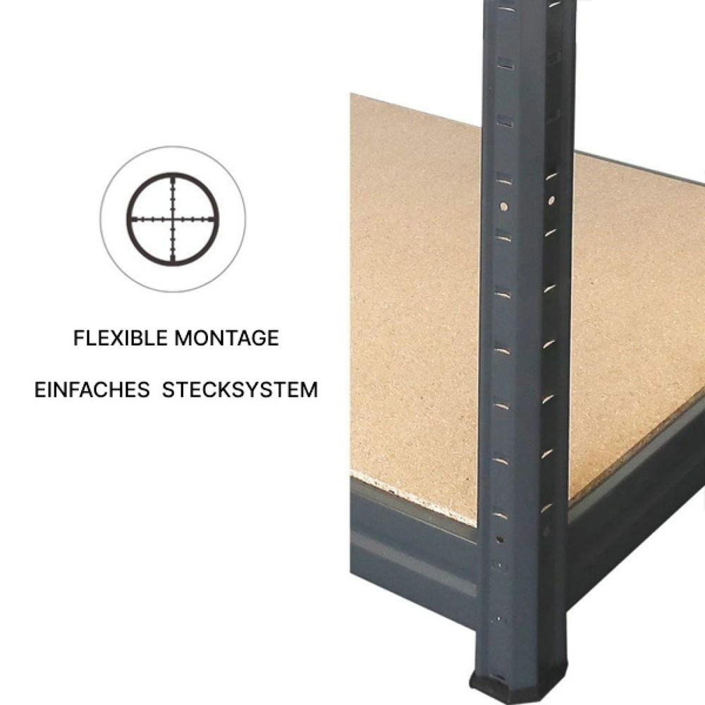 Immagine del prodotto n. 4: Scaffalatura per carichi pesanti HEMMDAL modello L, grigio grafite - 177 x 160 x 60 cm - fino a 2400 kg