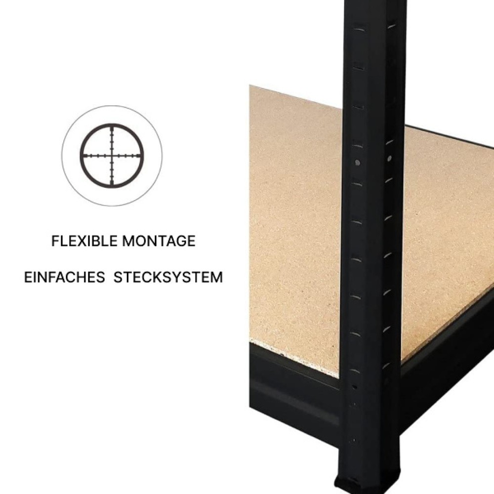 Immagine del prodotto n. 4: Scaffalatura per carichi pesanti HEMMDAL modello L, nero - 177 x 160 x 60 cm - fino a 2.400 kg