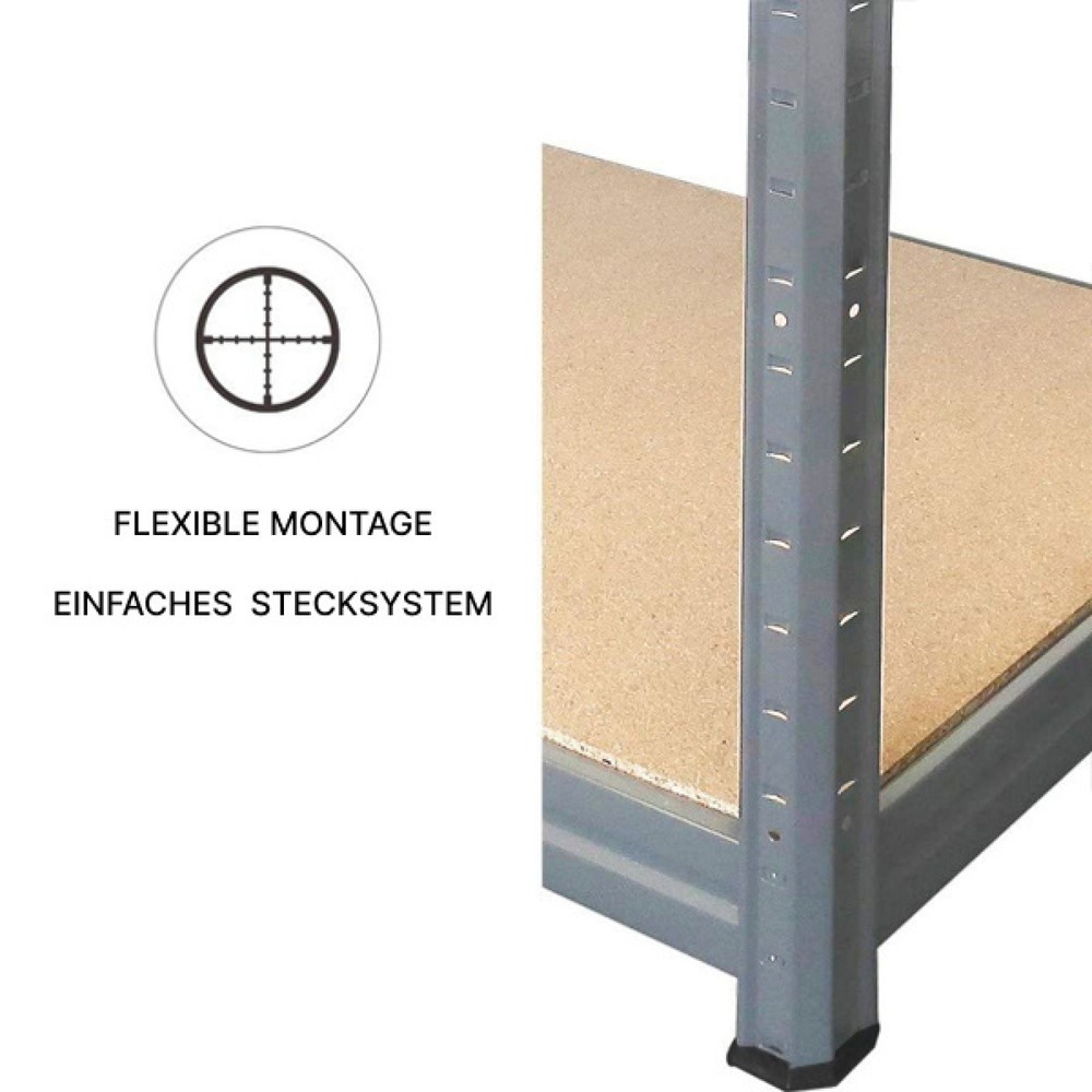 Immagine del prodotto n. 4: Scaffalatura per carichi pesanti HEMMDAL modello M, grigio grafite - 180 x 120 x 45 cm - fino a 1.000 kg