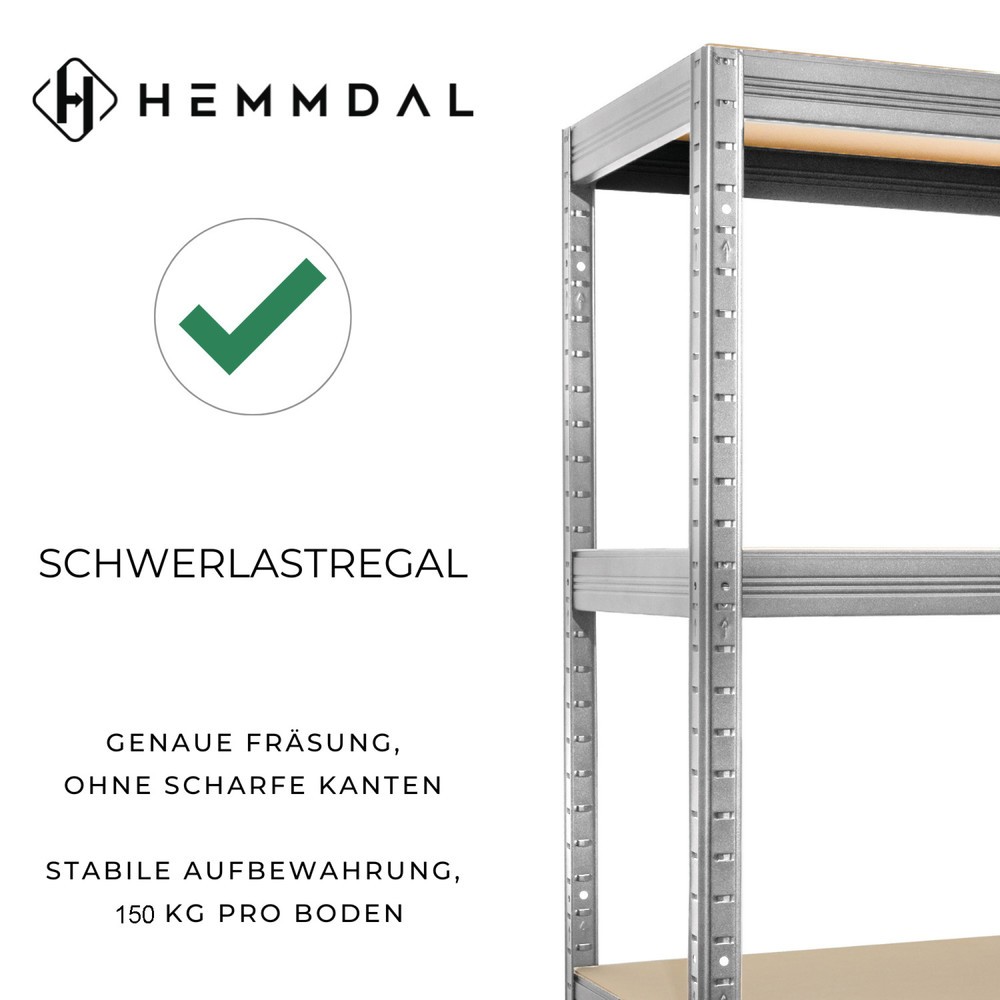 Immagine del prodotto n. 5: Scaffalatura per carichi pesanti HEMMDAL modello M, grigio grafite - 180 x 120 x 45 cm - fino a 1.000 kg