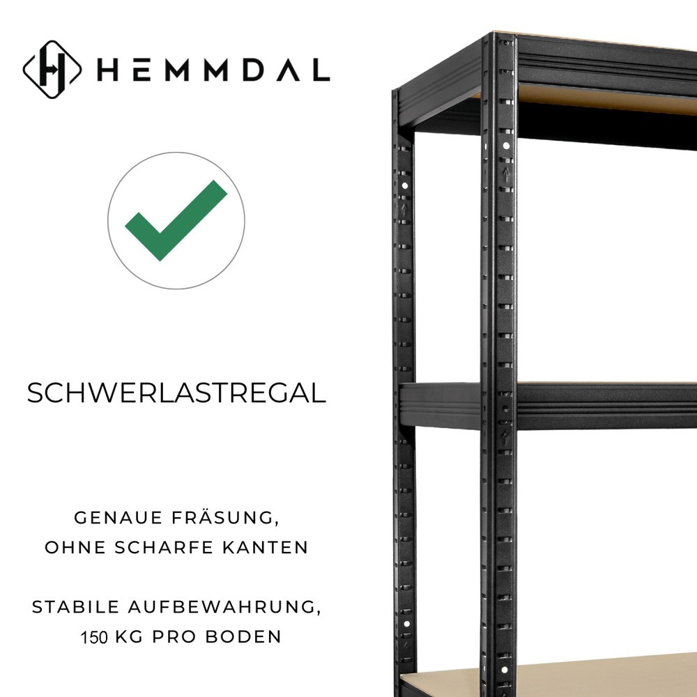 Immagine del prodotto n. 3: Scaffalatura per carichi pesanti HEMMDAL modello S, nero - 180 x 90 x 45 cm - fino a 750 kg