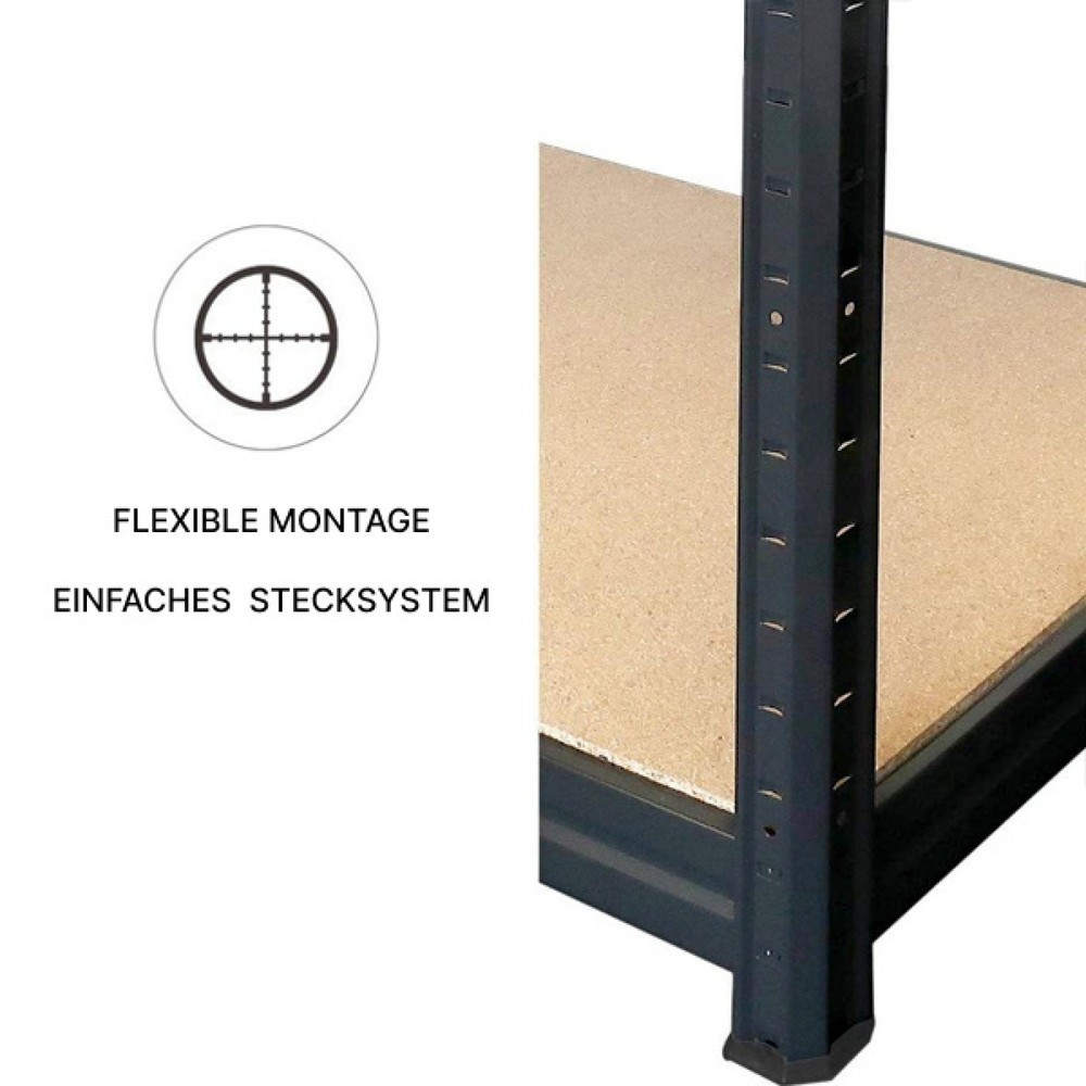 Immagine del prodotto n. 4: Scaffalatura per carichi pesanti HEMMDAL modello S, nero - 180 x 90 x 45 cm - fino a 750 kg