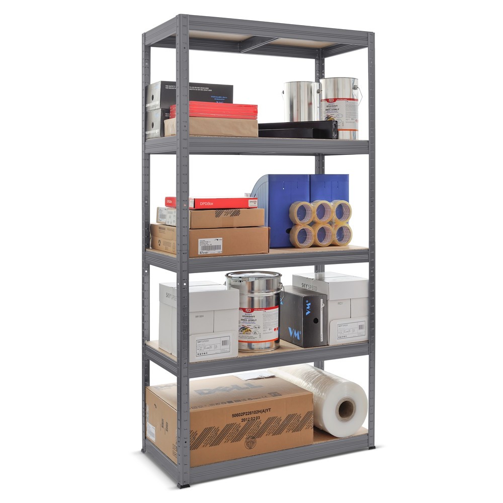 Immagine del prodotto n. 5: Scaffalatura per carichi pesanti HEMMDAL modello S+, grigio grafite - 180 x 90 x 60 cm - fino a 750 kg