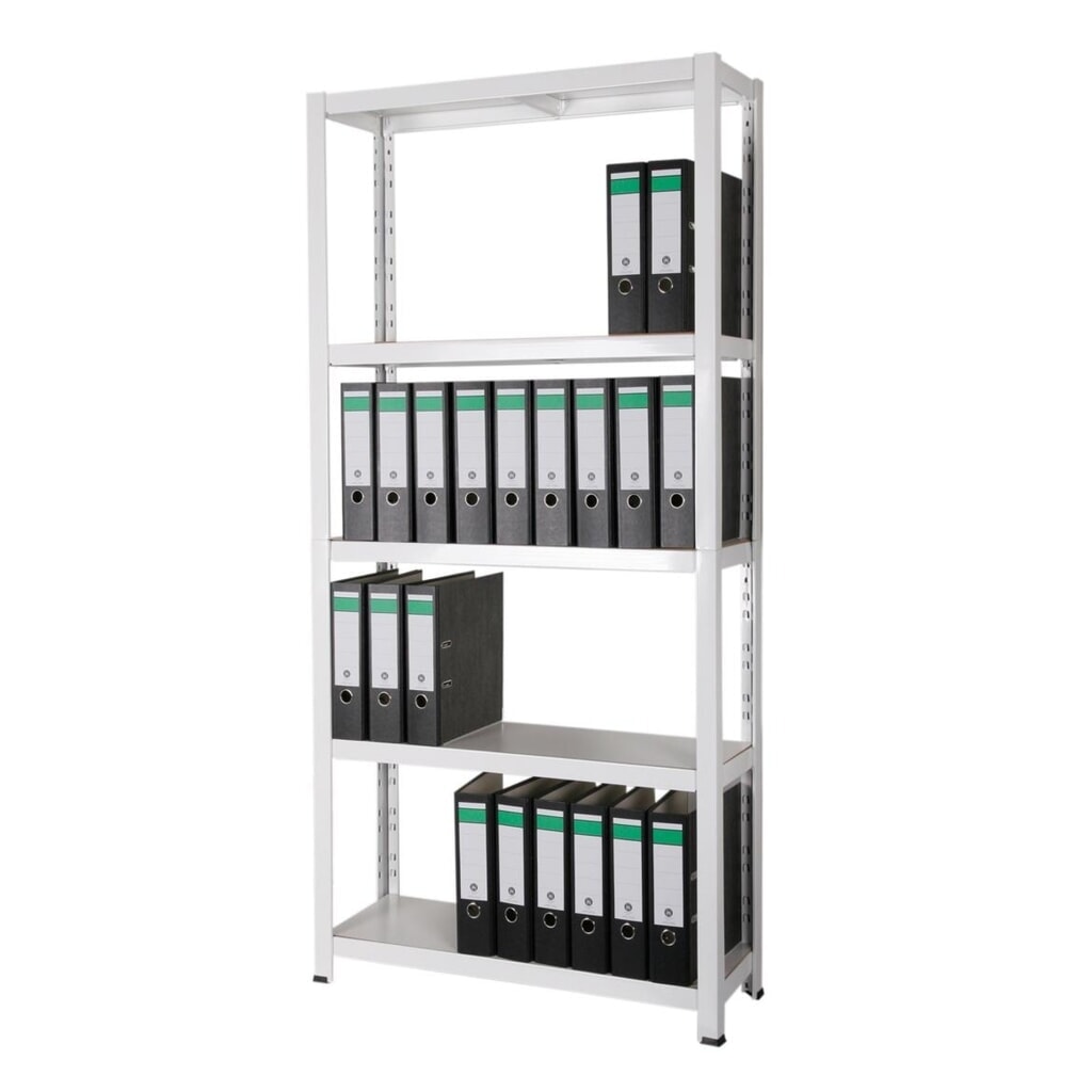 Scaffalatura per documenti HEMMDAL, sistema a incastro, AxLxP 1.800 x 900 x 300 mm, 5 ripiani HDF, portata per piano 150 kg, max. 55 cartelle, bianco Immagine del prodotto n. 2: Scaffalatura per documenti HEMMDAL, sistema a incastro, AxLxP 1.800 x 900 x 300 mm, 5 ripiani HDF, portata per piano 150 kg, max. 55 cartelle, bianco