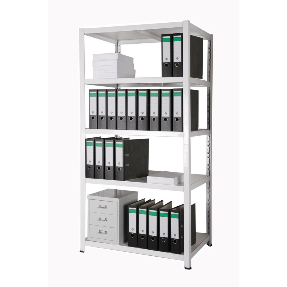Immagine del prodotto n. 5: Scaffalatura per documenti HEMMDAL, sistema a incastro, AxLxP 1.800 x 900 x 600 mm, 5 ripiani HDF, portata per piano 150 kg, max. 110 cartelle, bianco