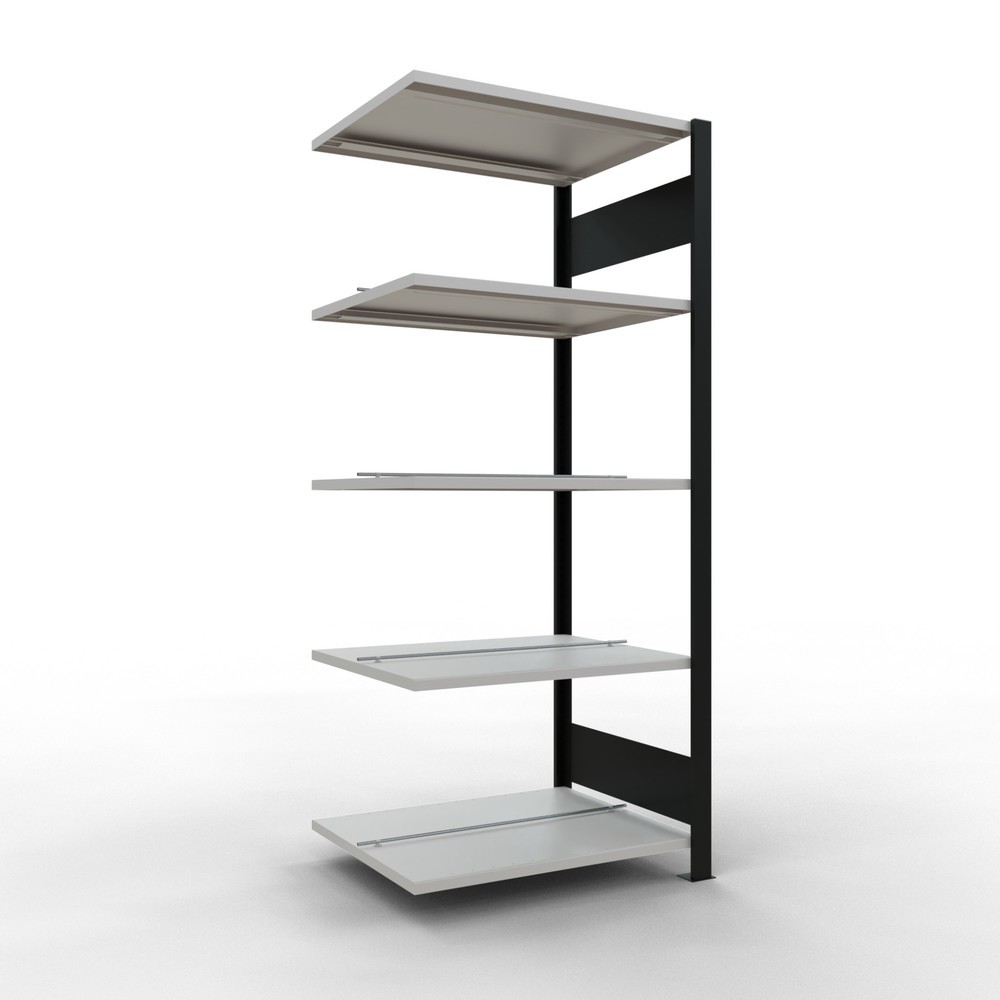 Immagine del prodotto: Scaffalatura per documenti SCHULTE campata aggiuntiva, a doppio fronte, con spondine centrali, portata per piano 150 kg, nero, HxLxP 1.800 x 750 x 600 mm