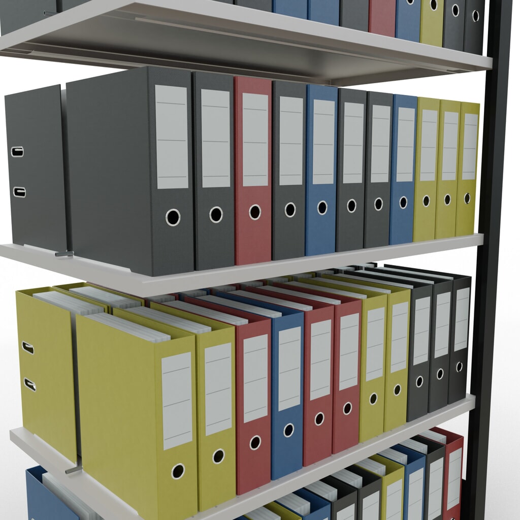 Immagine del prodotto n. 3: Scaffalatura per documenti SCHULTE campata aggiuntiva, a doppio fronte, con spondine centrali, portata per piano 150 kg, nero, AxLxP 1.800 x 1.000 x 600 mm