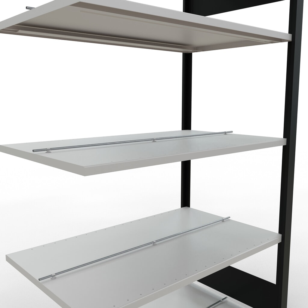 Immagine del prodotto n. 4: Scaffalatura per documenti SCHULTE campata aggiuntiva, a doppio fronte, con spondine centrali, portata per piano 150 kg, nero, AxLxP 1.800 x 1.000 x 600 mm
