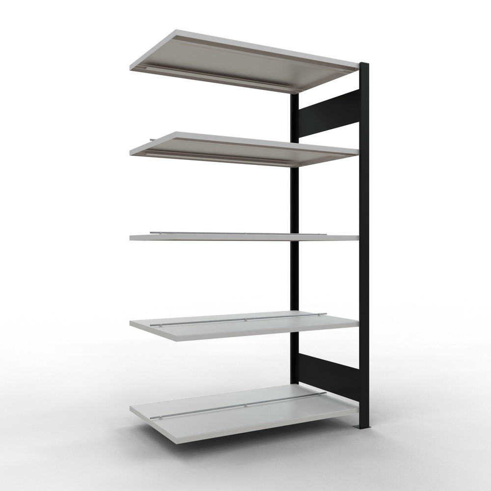 Immagine del prodotto: Scaffalatura per documenti SCHULTE campata aggiuntiva, a doppio fronte, con spondine centrali, portata per piano 150 kg, nero, AxLxP 1.800 x 1.000 x 600 mm