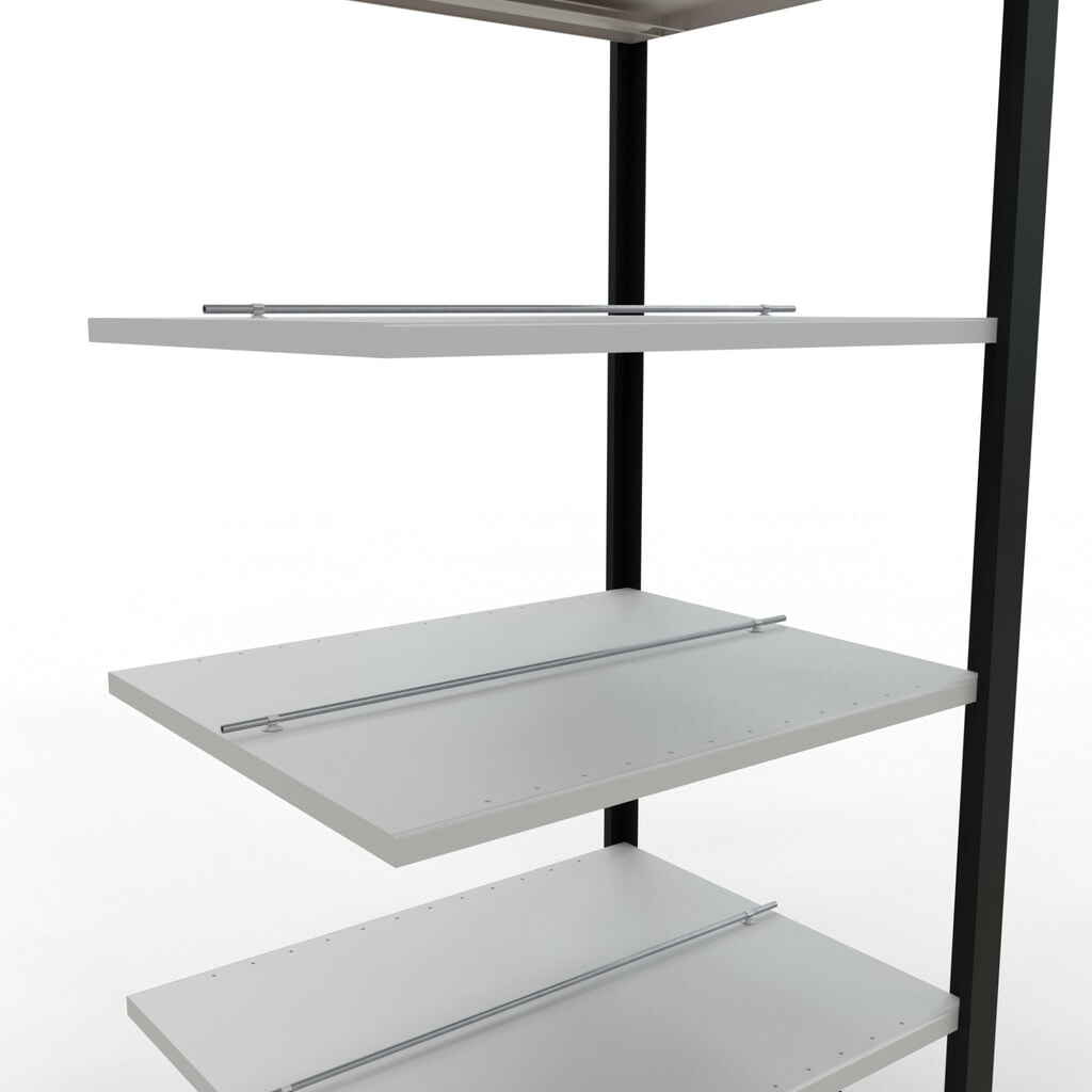 Immagine del prodotto n. 4: Scaffalatura per documenti SCHULTE campata aggiuntiva, a doppio fronte, con spondine centrali, portata per piano 150 kg, nero, HxLxP 2.000 x 750 x 600 mm