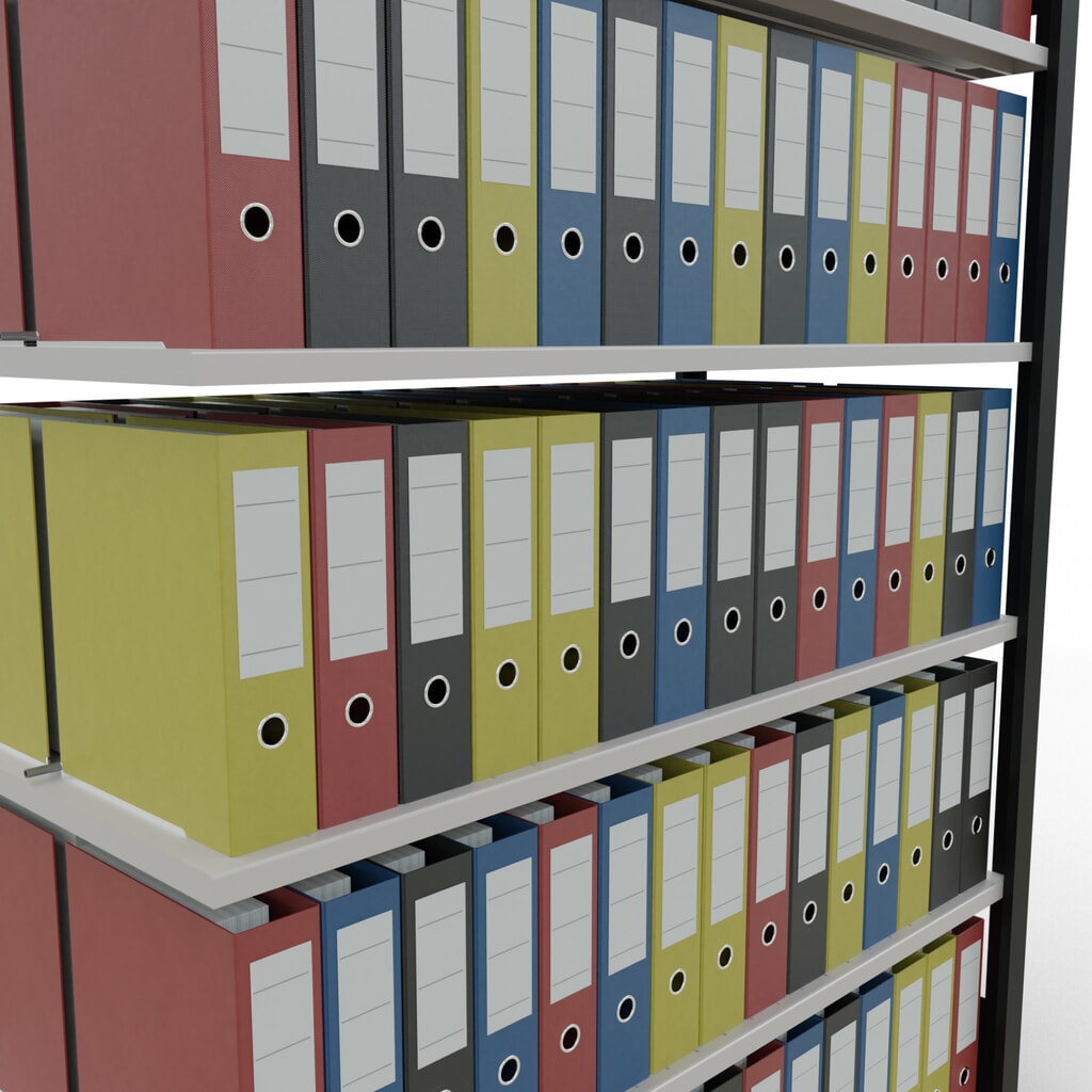 Scaffalatura per documenti SCHULTE campata aggiuntiva, a doppio fronte, con spondine centrali, portata per piano 150 kg, nero, AxLxP 2.000 x 1.300 x 600 mm Immagine del prodotto n. 3: Scaffalatura per documenti SCHULTE campata aggiuntiva, a doppio fronte, con spondine centrali, portata per piano 150 kg, nero, AxLxP 2.000 x 1.300 x 600 mm
