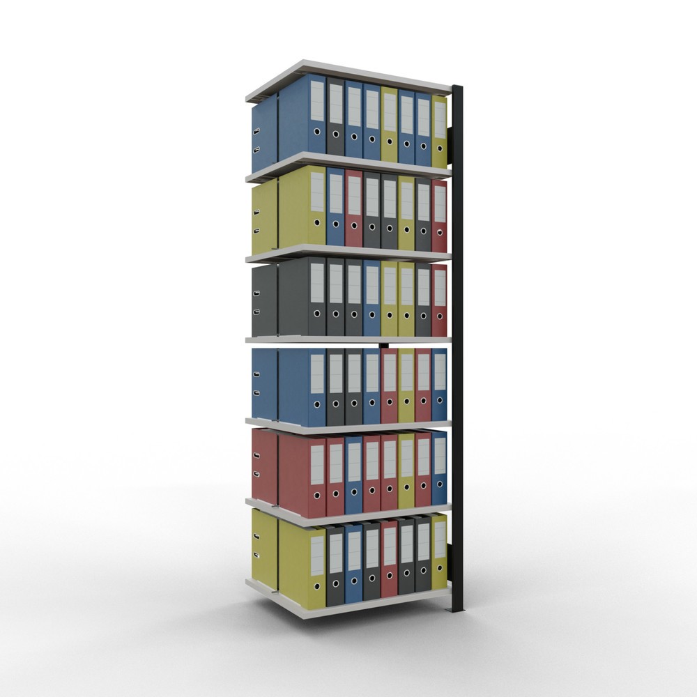 Immagine del prodotto n. 2: Scaffalatura per documenti SCHULTE campata aggiuntiva, a doppio fronte, con spondine centrali, portata per piano 150 kg, nero, AxLxP 2.300 x 750 x 600 mm