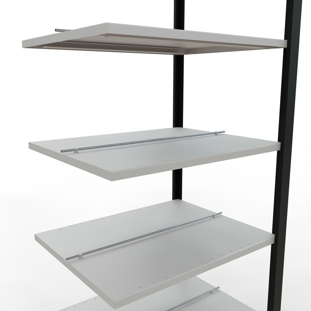 Immagine del prodotto n. 4: Scaffalatura per documenti SCHULTE campata aggiuntiva, a doppio fronte, con spondine centrali, portata per piano 150 kg, nero, AxLxP 2.300 x 750 x 600 mm