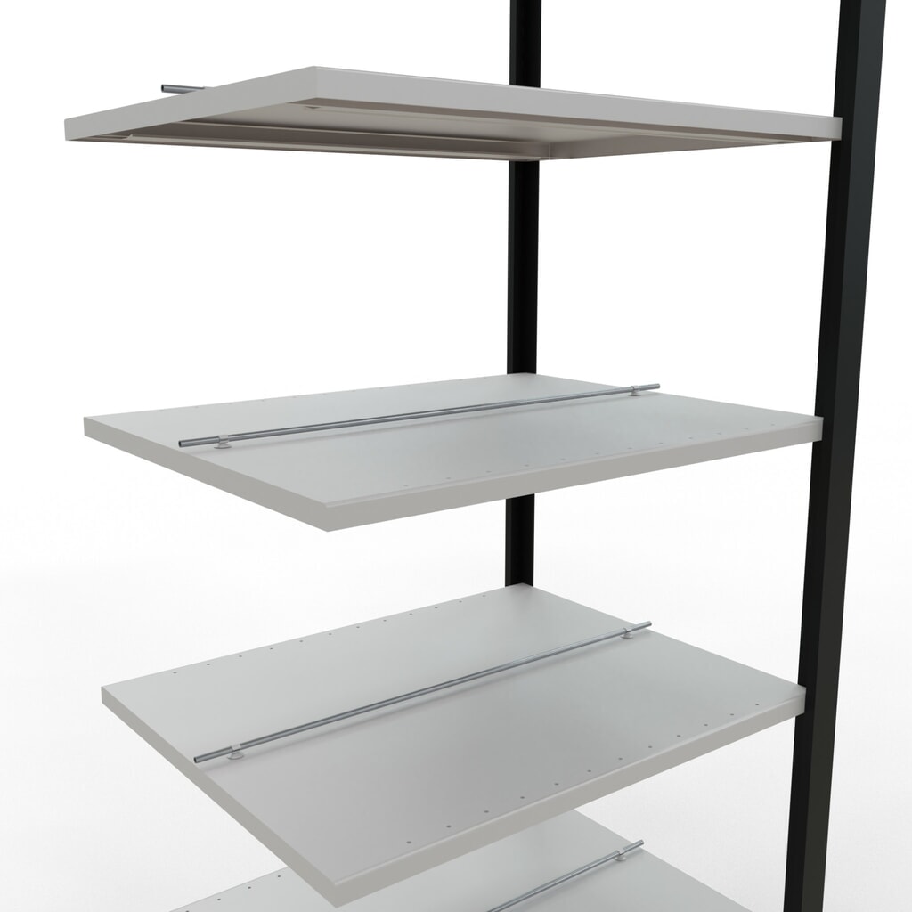 Immagine del prodotto n. 4: Scaffalatura per documenti SCHULTE campata aggiuntiva, a doppio fronte, con spondine centrali, portata per piano 150 kg, nero, AxLxP 2.300 x 750 x 600 mm
