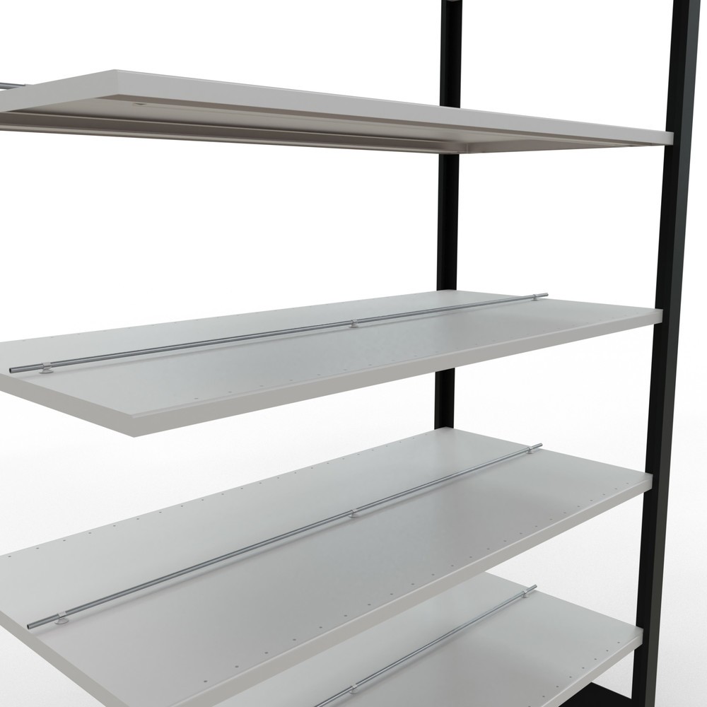 Immagine del prodotto n. 4: Scaffalatura per documenti SCHULTE campata aggiuntiva, a doppio fronte, con spondine centrali, portata per piano 150 kg, nero, AxLxP 2.300 x 1.300 x 600 mm