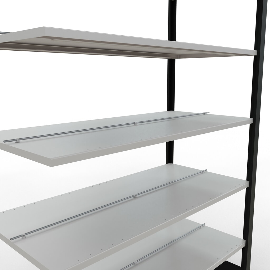 Scaffalatura per documenti SCHULTE campata aggiuntiva, a doppio fronte, con spondine centrali, portata per piano 150 kg, nero, AxLxP 2.300 x 1.300 x 600 mm Immagine del prodotto n. 4: Scaffalatura per documenti SCHULTE campata aggiuntiva, a doppio fronte, con spondine centrali, portata per piano 150 kg, nero, AxLxP 2.300 x 1.300 x 600 mm