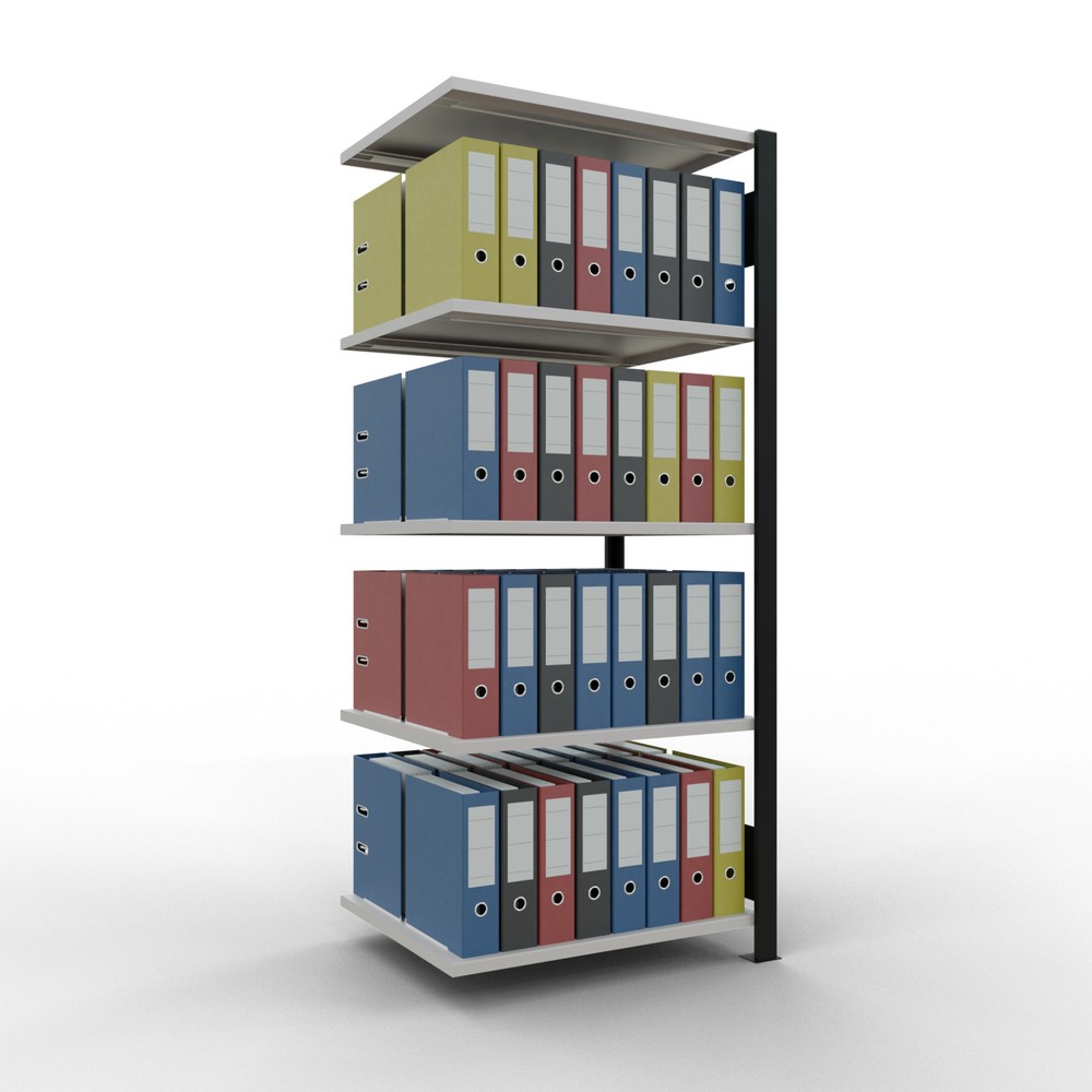 Immagine del prodotto n. 2: Scaffalatura per documenti SCHULTE campata aggiuntiva, a doppio fronte, senza spondine centrali, portata per piano 150 kg, nero, HxLxP 1.800 x 750 x 600 mm