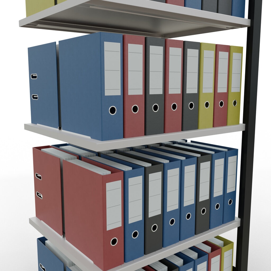 Immagine del prodotto n. 3: Scaffalatura per documenti SCHULTE campata aggiuntiva, a doppio fronte, senza spondine centrali, portata per piano 150 kg, nero, HxLxP 1.800 x 750 x 600 mm