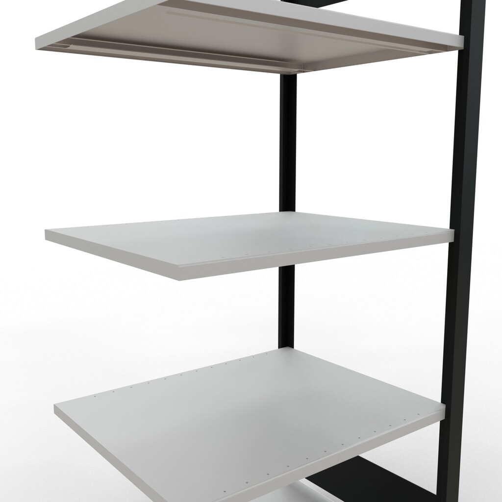 Scaffalatura per documenti SCHULTE campata aggiuntiva, a doppio fronte, senza spondine centrali, portata per piano 150 kg, nero, HxLxP 1.800 x 750 x 600 mm Immagine del prodotto n. 4: Scaffalatura per documenti SCHULTE campata aggiuntiva, a doppio fronte, senza spondine centrali, portata per piano 150 kg, nero, HxLxP 1.800 x 750 x 600 mm