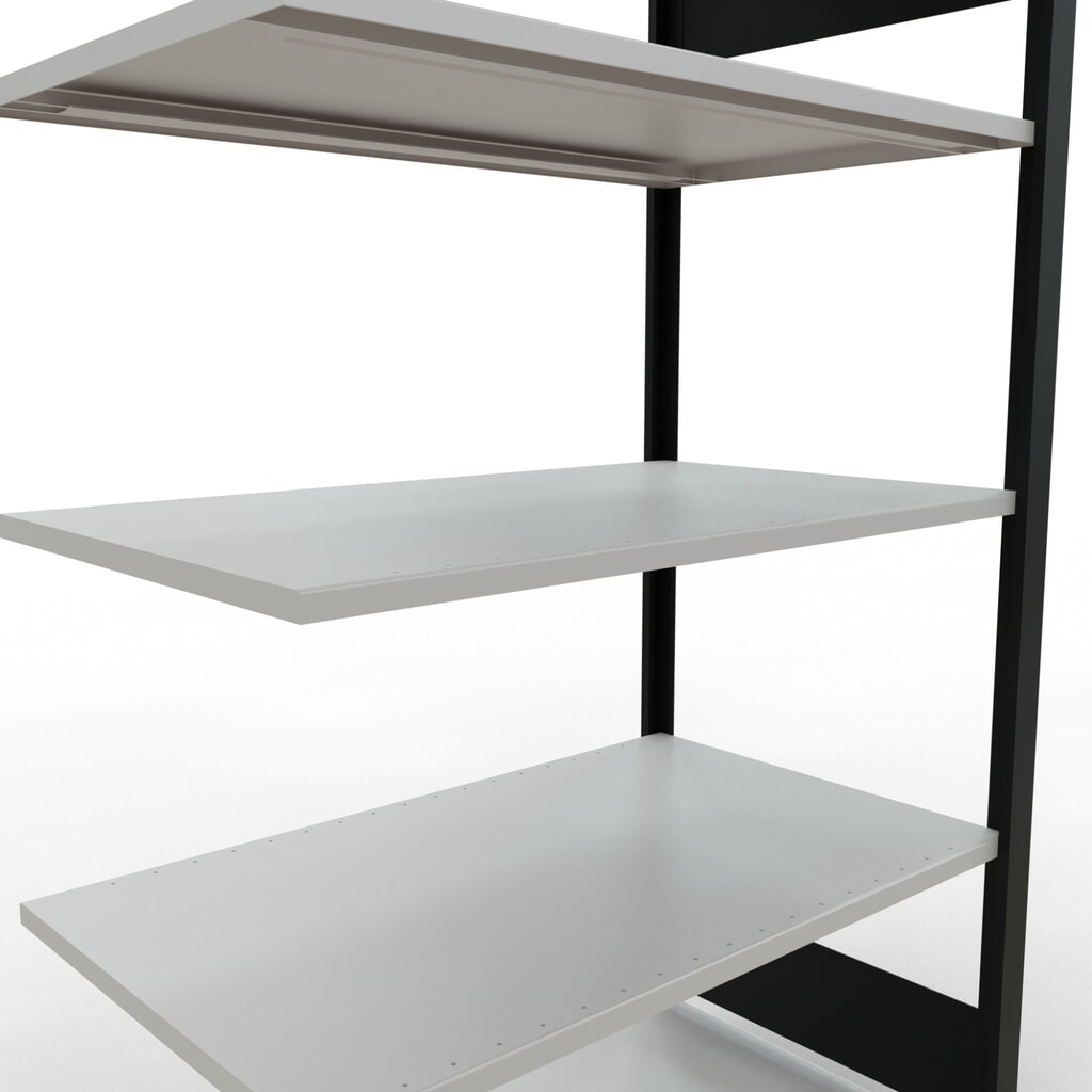 Scaffalatura per documenti SCHULTE campata aggiuntiva, a doppio fronte, senza spondine centrali, portata per piano 150 kg, nero, HxLxP 1.800 x 1.000 x 600 mm Immagine del prodotto n. 4: Scaffalatura per documenti SCHULTE campata aggiuntiva, a doppio fronte, senza spondine centrali, portata per piano 150 kg, nero, HxLxP 1.800 x 1.000 x 600 mm