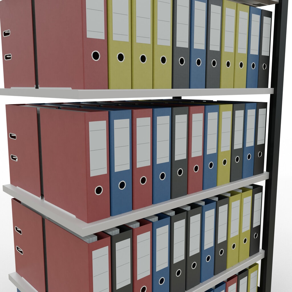 Immagine del prodotto n. 3: Scaffalatura per documenti SCHULTE campata aggiuntiva, a doppio fronte, senza spondine centrali, portata per piano 150 kg, nero, AxLxP 2.000 x 1.000 x 600 mm